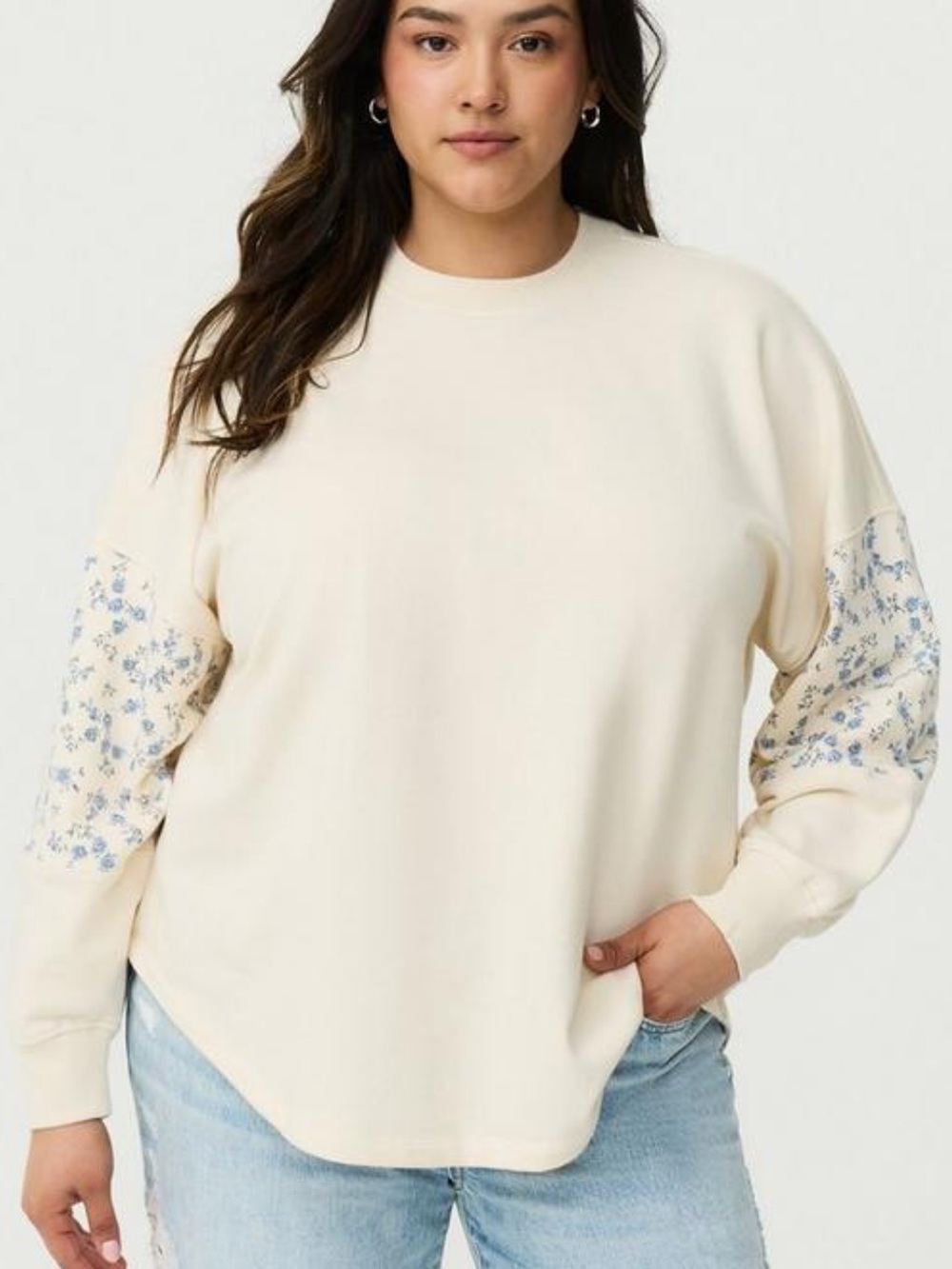Torrid French Terry Contrast Crewneck Pullover Sweater Size 0 – Cozy Casual